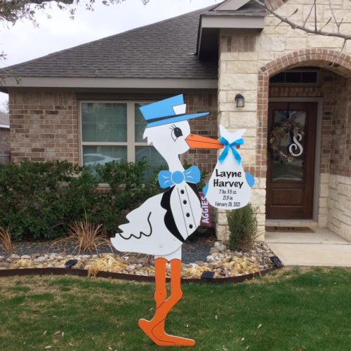 Blue Stork Sign: Sweetie Bird Storks - Stork Sign Rental, Durham, Chatham, Wake, Orange, Granville County, NC