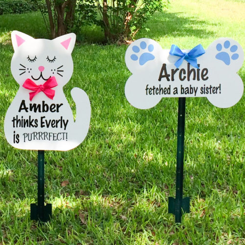 Pet Yard Sign: Sweetie Bird Storks - Stork Sign Rental, Durham, Chatham, Wake, Orange, Granville County, NC