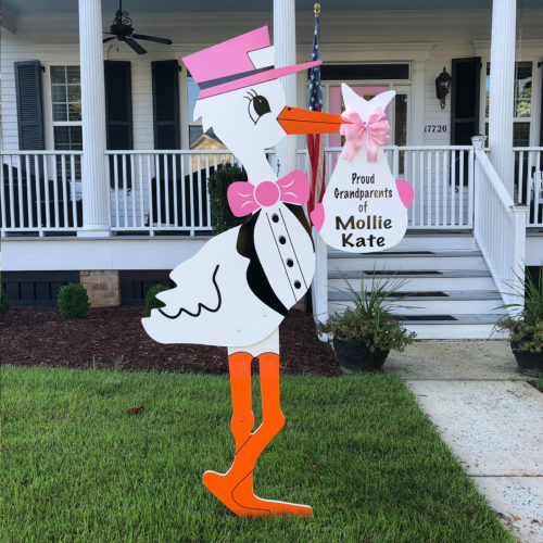 Pink Stork Sign: Sweetie Bird Storks - Stork Sign Rental, Durham, Chatham, Wake, Orange, Granville County, NC